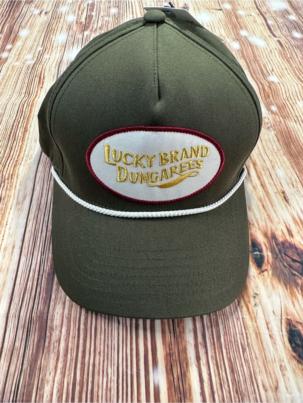 Lucky Brand Dungarees Olive Rope-Trim Trucker Hat